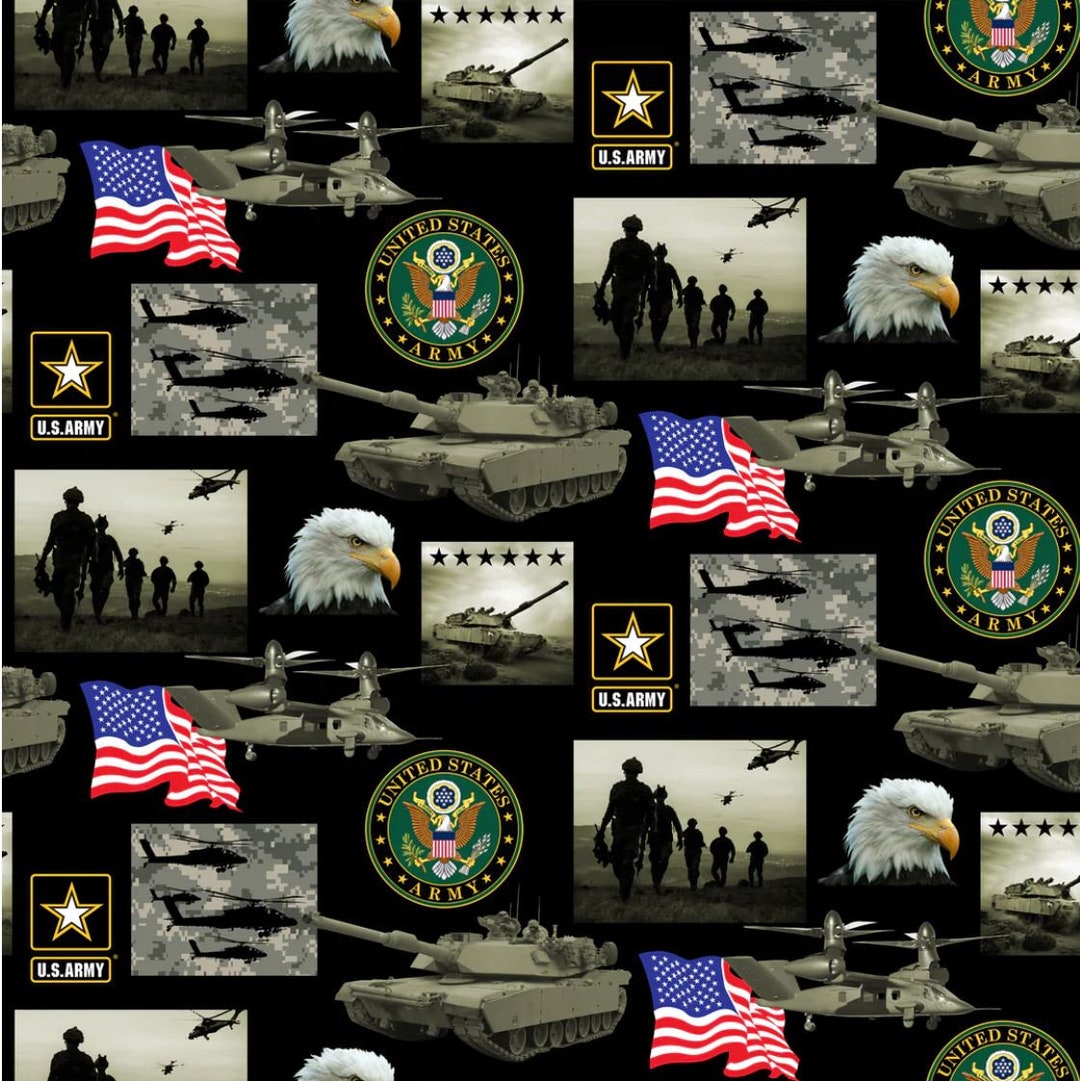 United States Army Cotton Fabric by Sykelus Military Cotton Fabrics Etsy