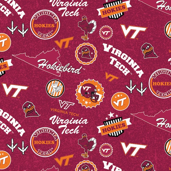 Virginia Tech Cotton Fabric by Sykel-Virginia Tech Hokies Home State and Matching Solid Cotton Fabrics