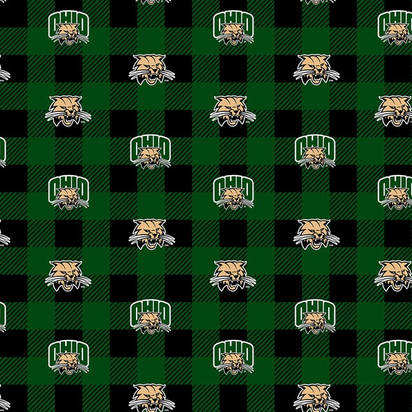 Ohio University Fleece Fabric by Sykel-Ohio Bobcats Buffalo Plaid Fleece Blanket Fabric