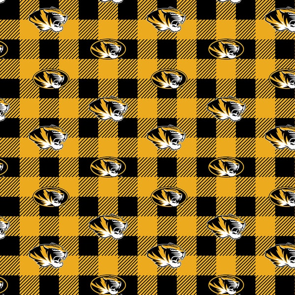 University of Missouri Fleece Fabric by Sykel-Missouri Tigers Buffalo Plaid Fleece Blanket Fabric