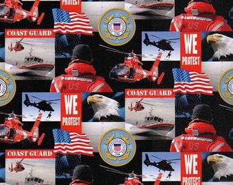 United States Coast Guard Cotton Fabric by Sykel-US Military USCG Cotton Fabrics