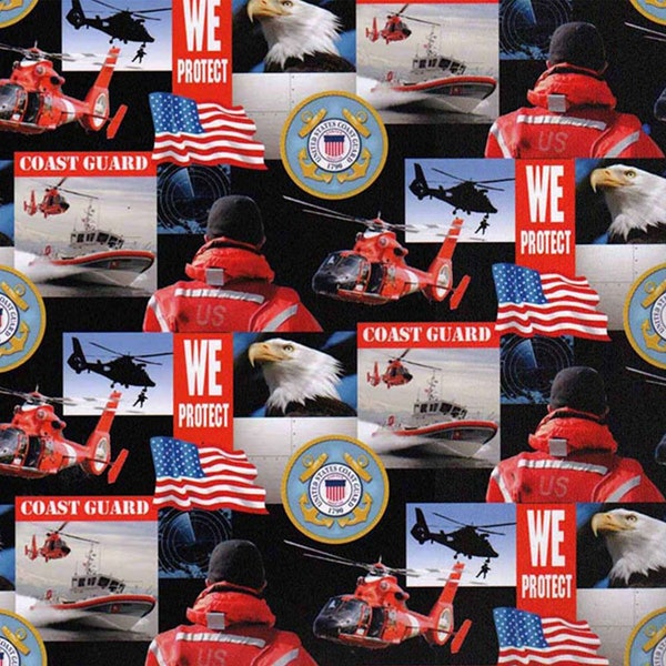 United States Coast Guard Cotton Fabric by Sykel-US Military USCG Cotton Fabrics