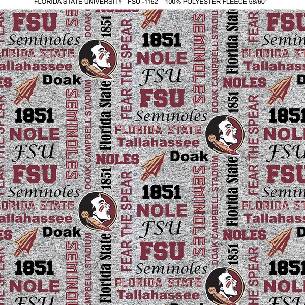 Florida State University Fleece Fabric by Sykel-FSU Seminoles Verbiage Fleece Blanket Fabric