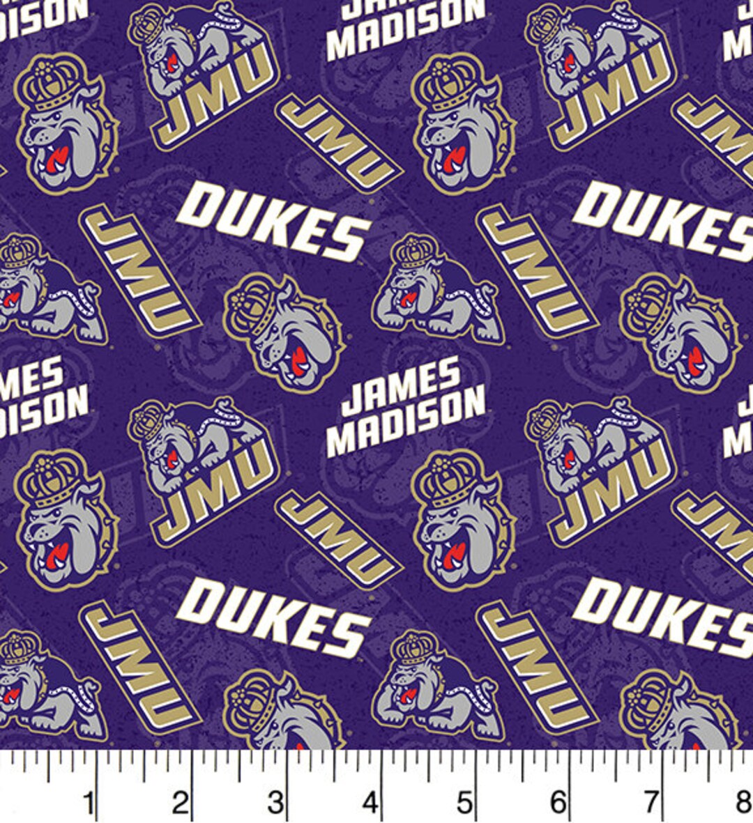 James Madison University Cotton Fabric by Sykeljmu Dukes Tone on Tone