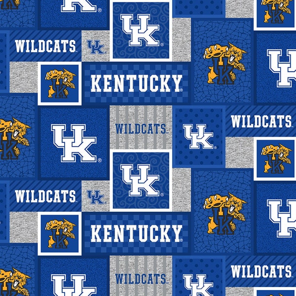 University of Kentucky Fleece Fabric by Sykel-Kentucky Wildcats College Patch Fleece Blanket Fabric