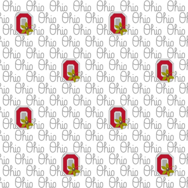 Ohio State University Cotton Fabric by Sykel-Ohio State Buckeyes White Block Letter and Matching Solid Cotton Fabrics