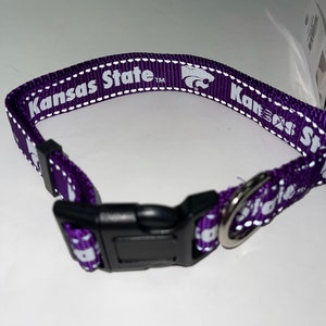 Kansas State University Pet Collars and Leashes-Kansas State Wildcats Reflective Dog Collars and Leads in Multiple Sizes