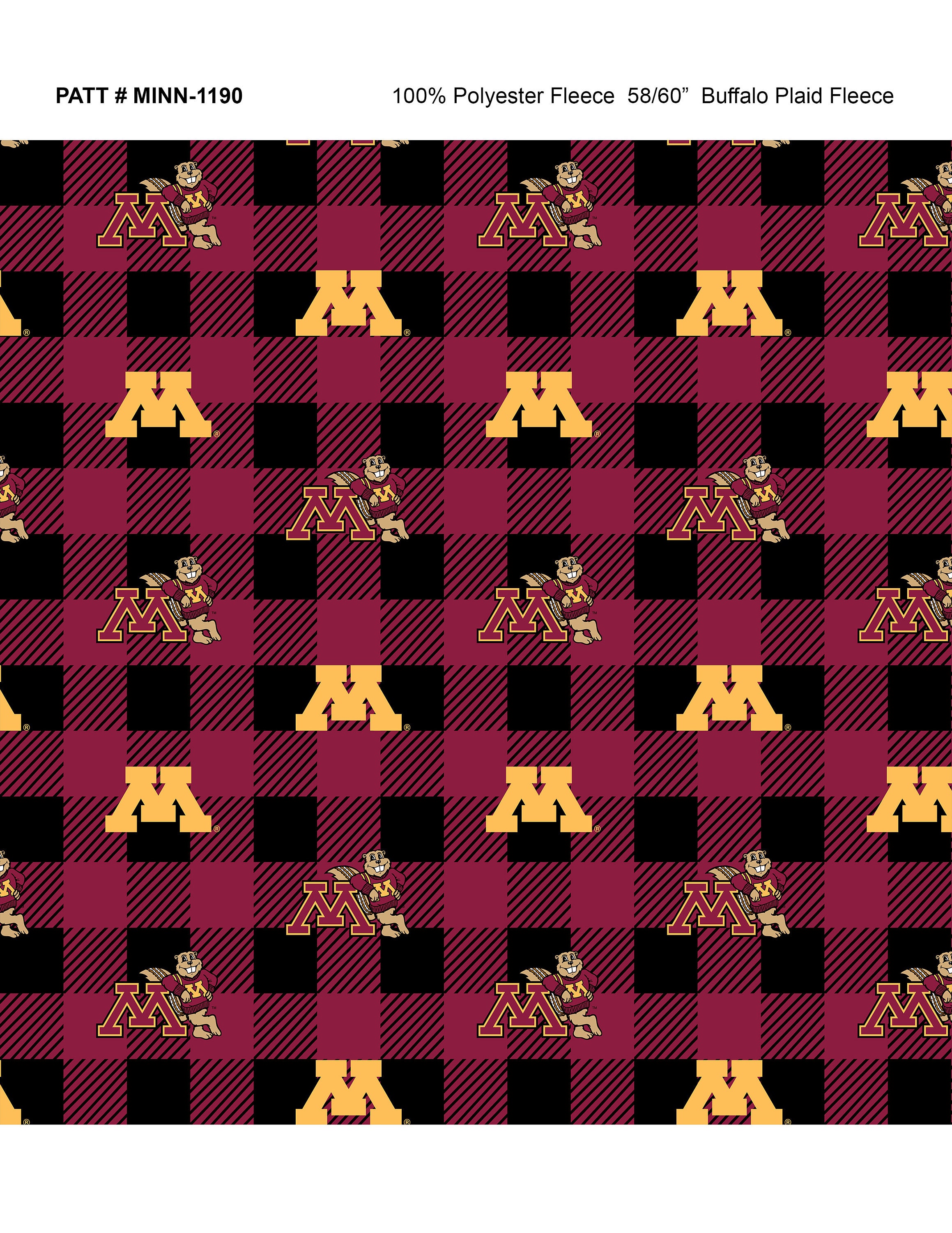 University of Minnesota Fleece Fabric-100% Polyester-Non Pill-Officially  Licensed Minnesota Gophers Fabric-24 x 58 Piece