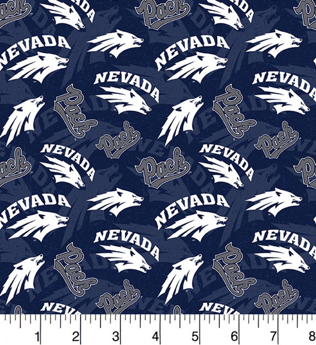 University of Nevada Reno Cotton Fabric by Sykelnevada Wolf Pack Tone