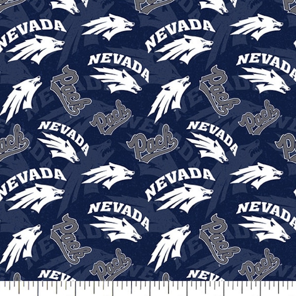 University of Nevada Reno Cotton Fabric by Sykel-Nevada Wolf Pack Tone on Tone and Matching Solid Cotton Fabrics