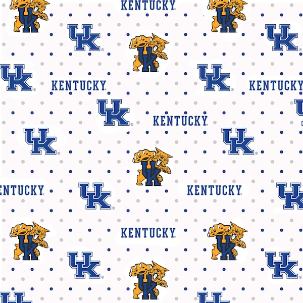 University of Kentucky Cotton Fabric by Sykel-Kentucky Wildcats Pin Dot and Matching Solid Cotton Fabrics