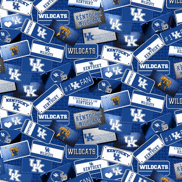 University of Kentucky Cotton Fabric by Sykel-Kentucky Wildcats License Plate and Matching Solid Cotton Fabrics