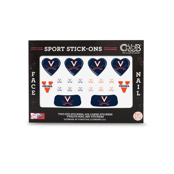 Virginia Cavaliers Game Day Tattoos-University of Virginia Sport Stick On Tattoos for Face & Nails by Color Club