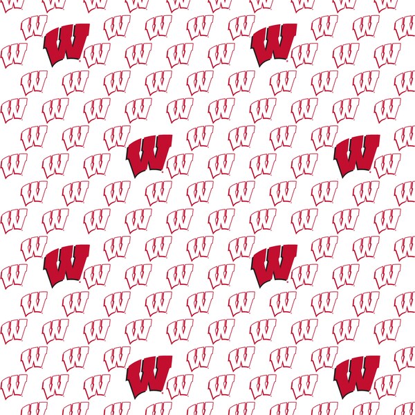 University of Wisconsin Cotton Fabric by Sykel-Wisconsin Badgers White Block Letter and Matching Solid Cotton Fabrics