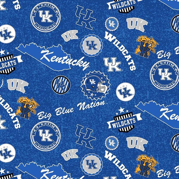 University of Kentucky Cotton Fabric by Sykel-Kentucky Wildcats Home State and Matching Solid Cotton Fabrics