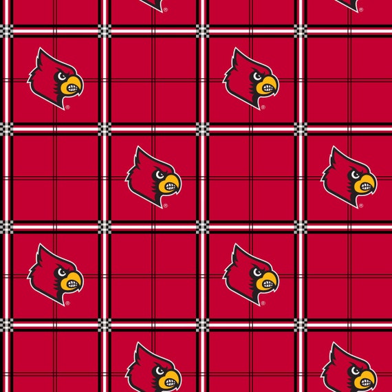 University of Louisville Cotton Fabric with New Tone ON Tone Design Newest  Pattern