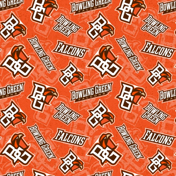 Bowling Green University Cotton Fabric by Sykel-BGU Falcons Tone on Tone and Matching Solid Cotton Fabrics