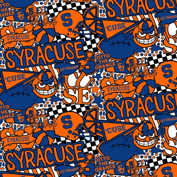 Syracuse University Cotton Fabric by Sykel-Syracuse Orange Pop Art and Matching Solid Cotton Fabrics