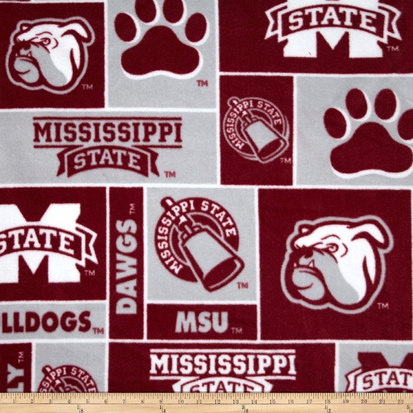 Mississippi State University Fleece Fabric by Sykel-Mississippi State Bulldogs Geometric Fleece Blanket Fabric