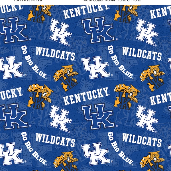 University of Kentucky Cotton Fabric by Sykel-Kentucky Wildcats Tone on Tone and Matching Solid Cotton Fabrics