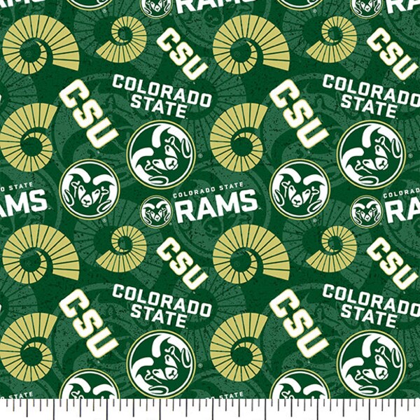 Colorado State University Cotton Fabric by Sykel-Colorado State Rams Tone on Tone and Matching Solid Cotton Fabrics