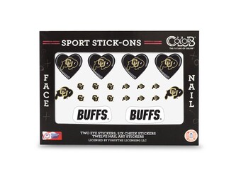 Colorado Buffaloes Game Day Tattoos-University of Colorado Boulder Sport Stick On Tattoos for Face & Nails by Color Club