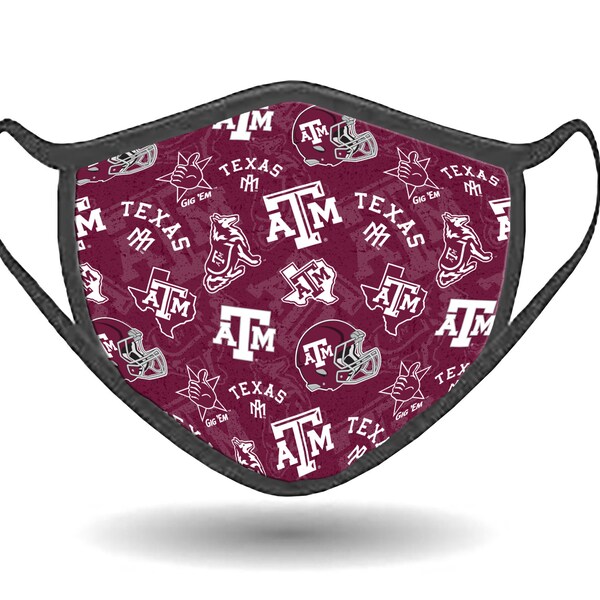 Texas A&M Reusable Cotton Face Mask-Texas A and M Aggies Dual Layer Adjustable Face Mask