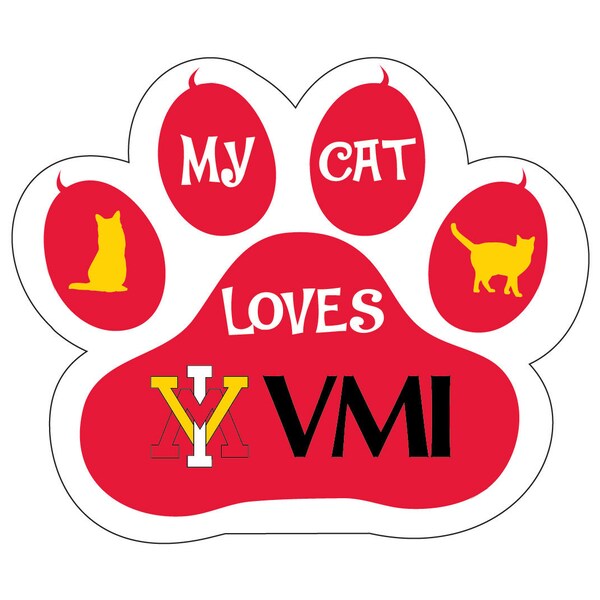 Virginia Military Institute Cat Paw Magnet-My Cat Loves VMI Keydets Paw Shaped Magnet