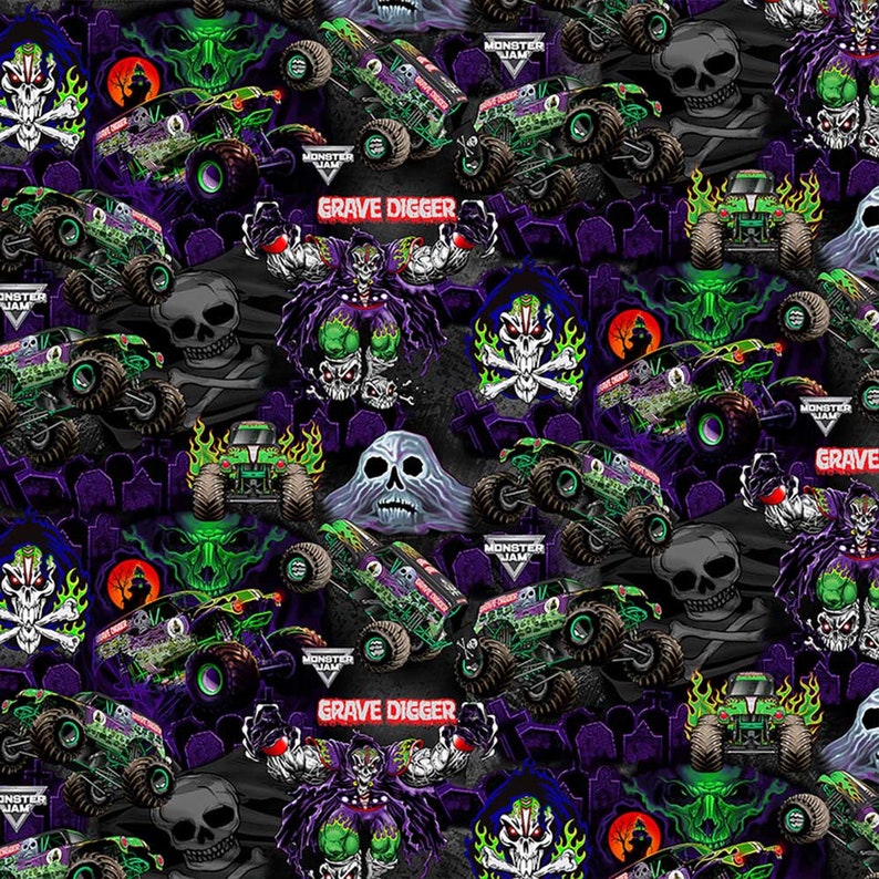 Monster Jam Cotton Quilting Fabric Collection by Sykelmonster Etsy
