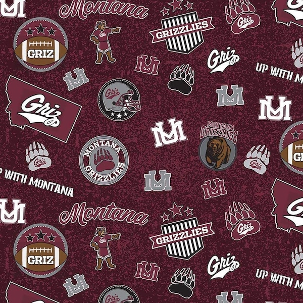 University of Montana Cotton Fabric by Sykel-Montana Grizzlies Home State and Matching Solid Cotton Fabrics