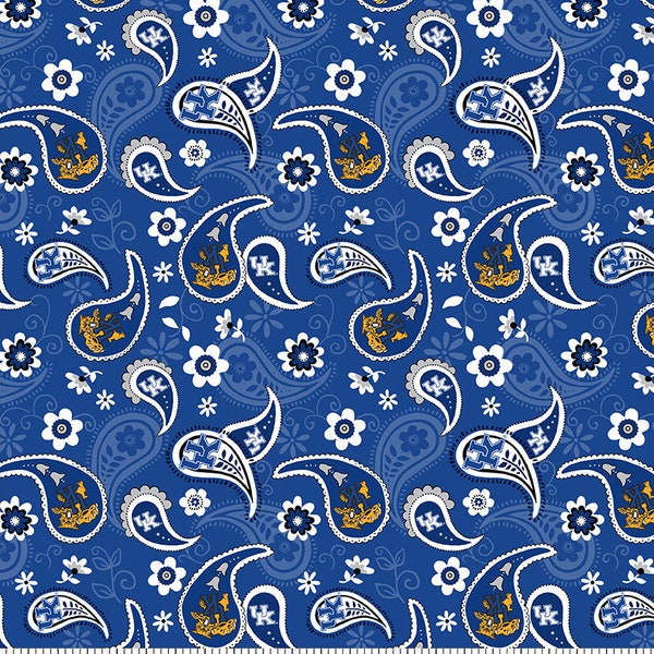 University of Kentucky Cotton Fabric by Sykel-Kentucky Wildcats Paisley and Matching Solid Cotton Fabrics