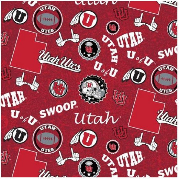 University of Utah Cotton Fabric by Sykel-Utah Utes Home State and Matching Solid Cotton Fabrics