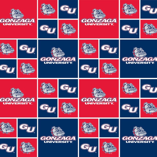 Gonzaga University Cotton Fabric by Sykel-Gonzaga Bulldogs Geometric and Matching Solid Cotton Fabrics