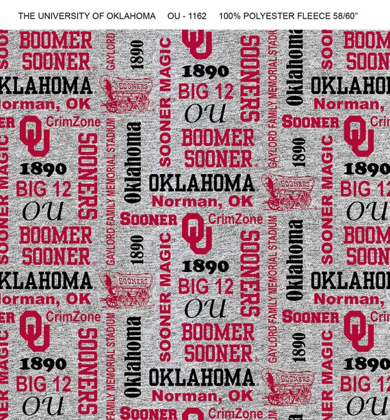 University of Oklahoma Fleece Fabric by Sykel-oklahoma Sooners -  Israel