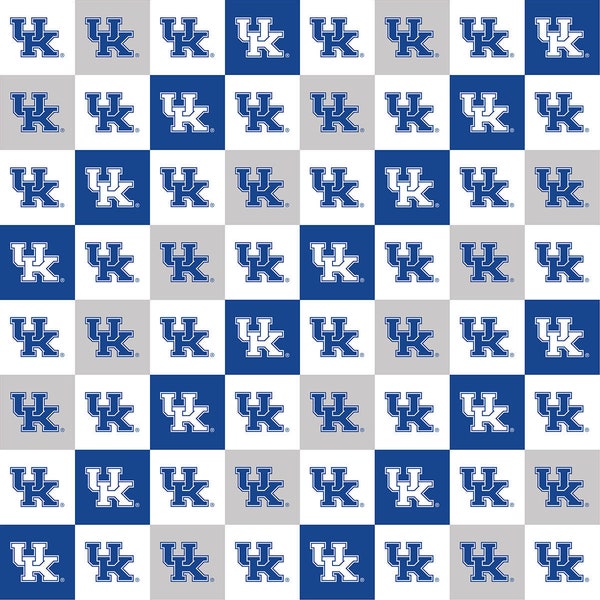 University of Kentucky Cotton Fabric by Sykel-Kentucky Wildcats Collegiate Check and Matching Solid Cotton Fabrics