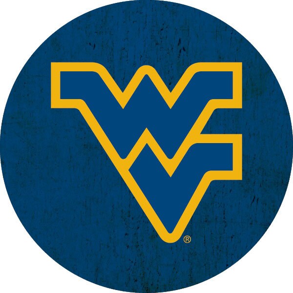 West Virginia Mountaineers Distressed Logo Decal-West Virginia University 4 inch Round Sticker