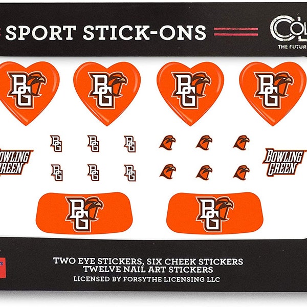 Bowling Green BGU Falcons Game Day Tattoos-Bowling Green University Sport Stick On Tattoos for Face & Nails by Color Club