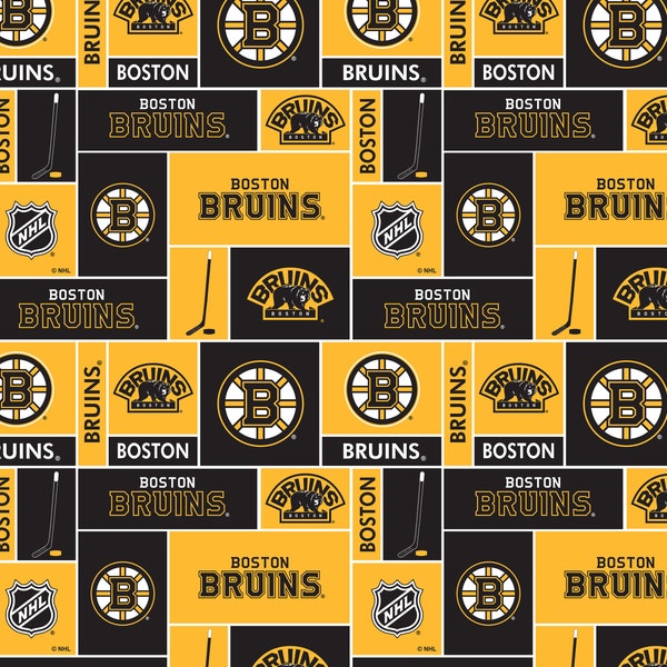 Boston Bruins Fleece Fabric by Sykel-Boston Bruins Geometric NHL Fleece Blanket Fabric