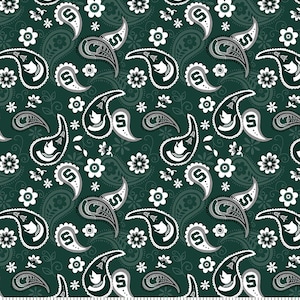 Michigan State University Cotton Fabric by Sykel-Michigan State Spartans Paisley and Matching Solid Cotton Fabrics