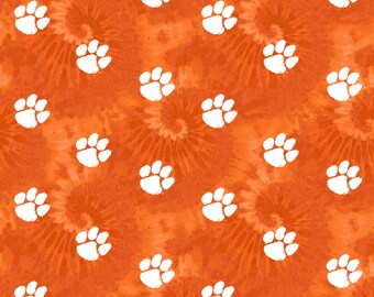 Clemson University Cotton Fabric by Sykel-Clemson Tigers Tye Dye and Matching Solid Cotton Fabrics