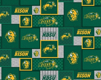 North Dakota State University Fleece Fabric-100% Polyester-Non Pill-Officially Licensed North Dakota State Bison Fabric-Choose Your Size