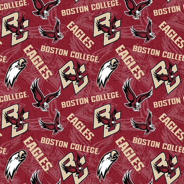 Boston College Cotton Fabric by Sykel-Boston Eagles Tone on Tone and Matching Solid Cotton Fabrics