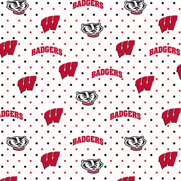 University of Wisconsin Cotton Fabric by Sykel-Wisconsin Badgers Pin Dot and Matching Solid Cotton Fabrics