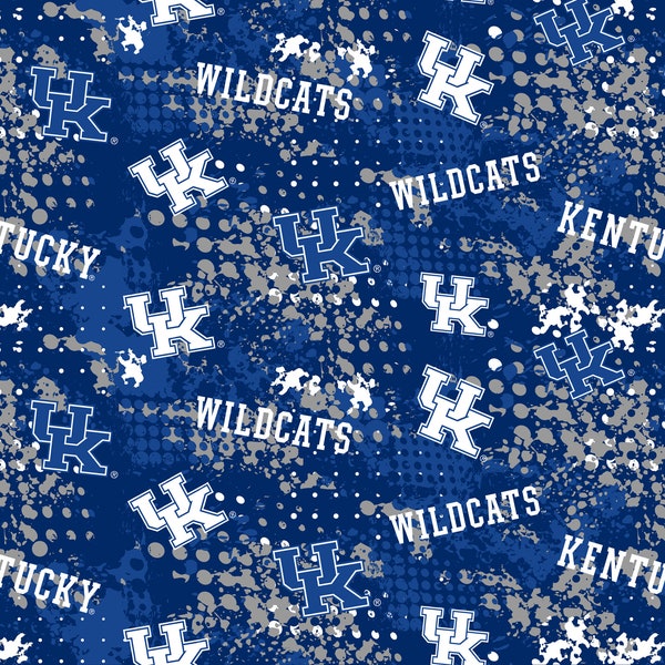 University of Kentucky Cotton Fabric by Sykel-Kentucky Wildcats Splatter and Matching Solid Cotton Fabrics