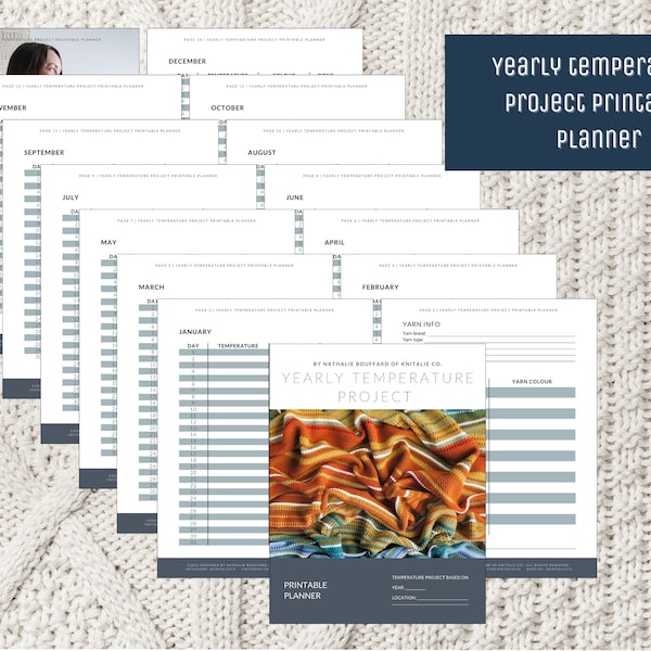 Yearly Temperature Project Printable Planner | Knit Project Planner | Crochet Project Planner | Temperature Blanker