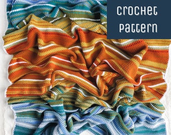 Temperature Blanket Crochet Pattern | Color Chart Tutorial | Printable Temperatures Year | Colourful Throw | Moss Stitch