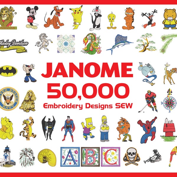 Janome Machine Embroidery Designs Collection herunterladen – über 50.000 Stickdateien im SEW-Format.