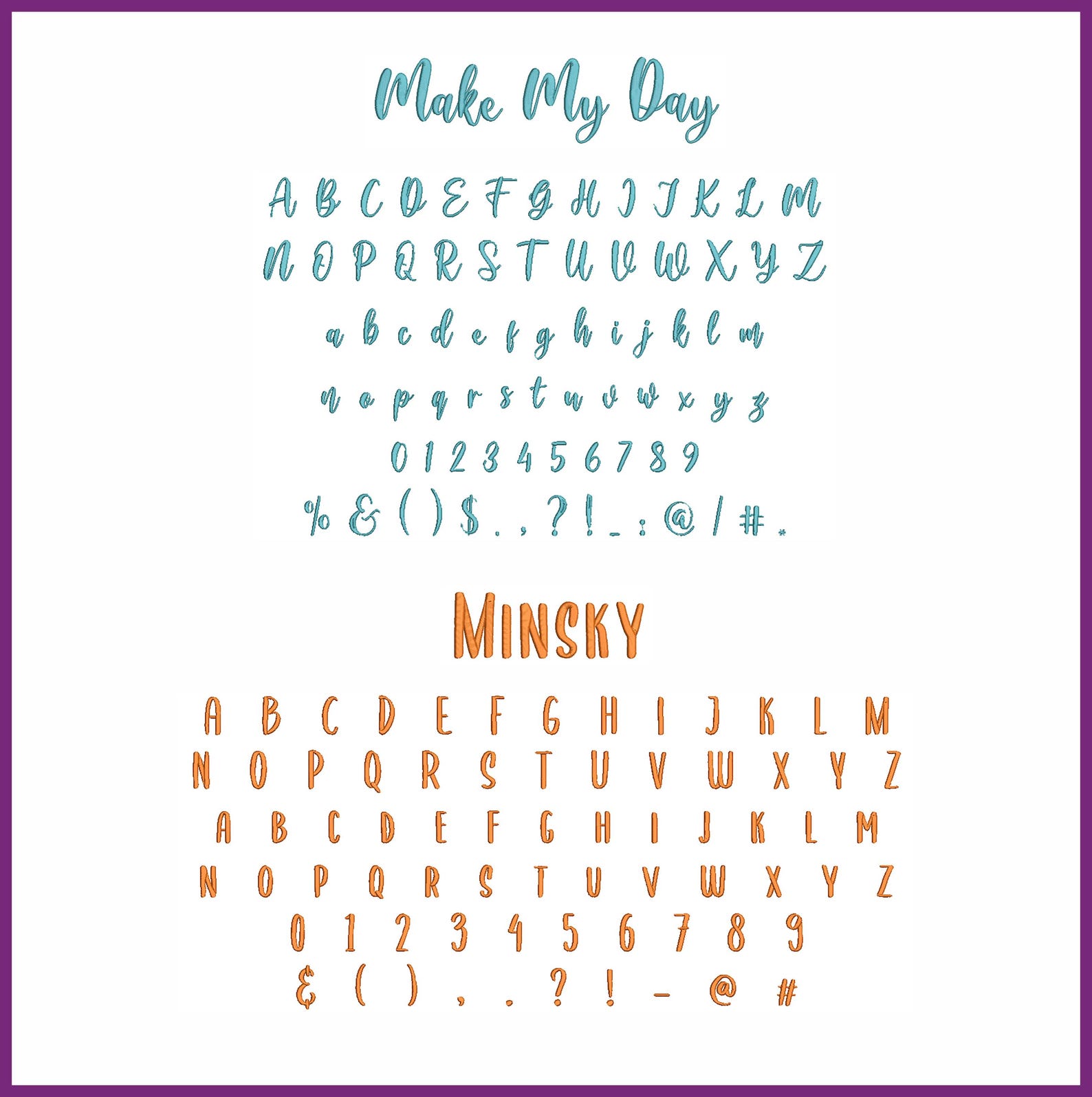 BX Embroidery Fonts Bundle: 10 Modern Cursive Fonts (0.5 Inch - 4 ...