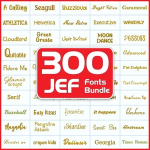 300 JEF Fonts sets, Embroidery Machine Fonts, Embroidery Alphabet, Letters, Popular Script Embroidery Monogram