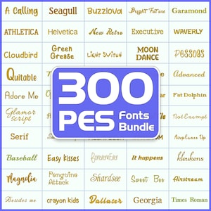 PES Embroidery Fonts, 300 PES Fonts set, Embroidery Machine Font, Embroidery Alphabet, Letters, Popular Script Embroidery Monogram Signature